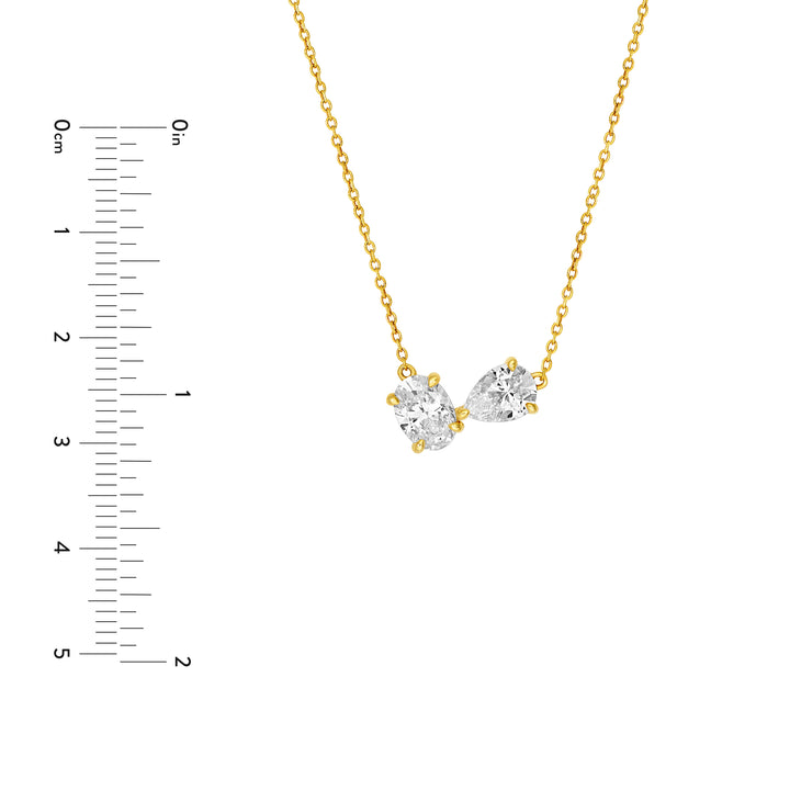1-1/2tcw Toi et Moi Pear & Oval Diamond Necklace