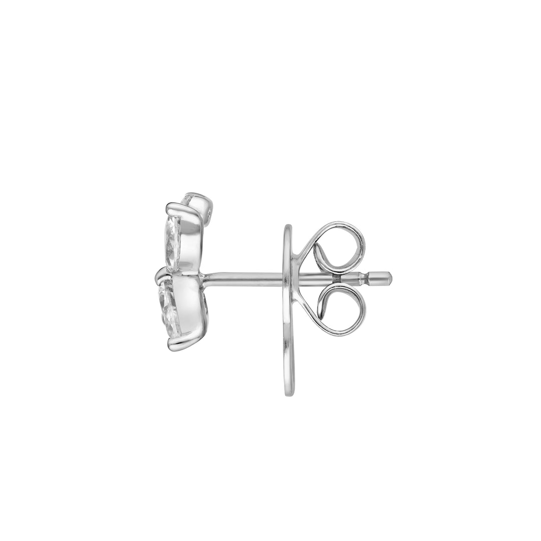3/4tcw Pear Marquise & Round Diamond Cluster Stud Earrings