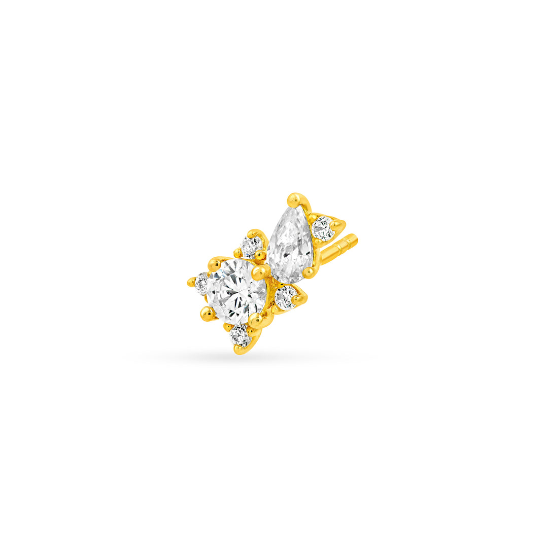 1-1/8tcw Pear & Round Diamond Stud Earrings