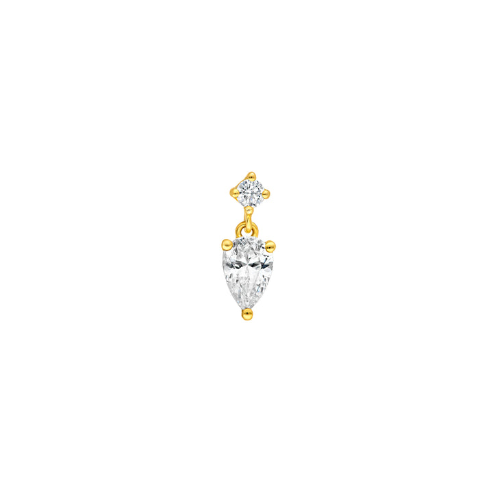 1tcw Pear & Round Diamond Stud Earrings