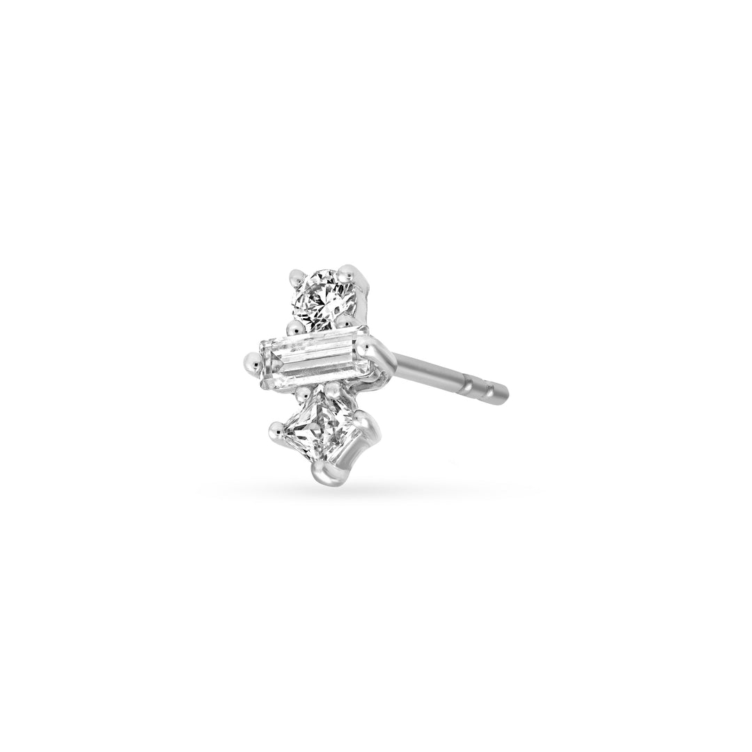 5/8tcw Square Baguette Princess & Round Diamond Studs