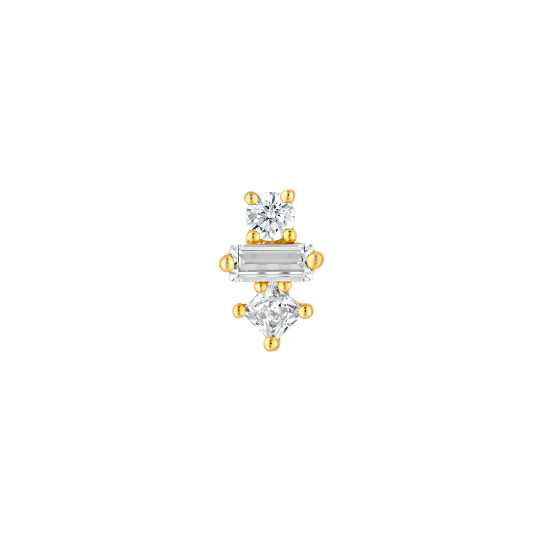 5/8tcw Square Baguette Princess & Round Diamond Studs