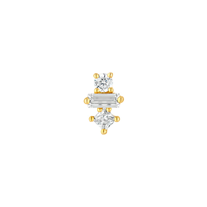 5/8tcw Square Baguette Princess & Round Diamond Studs