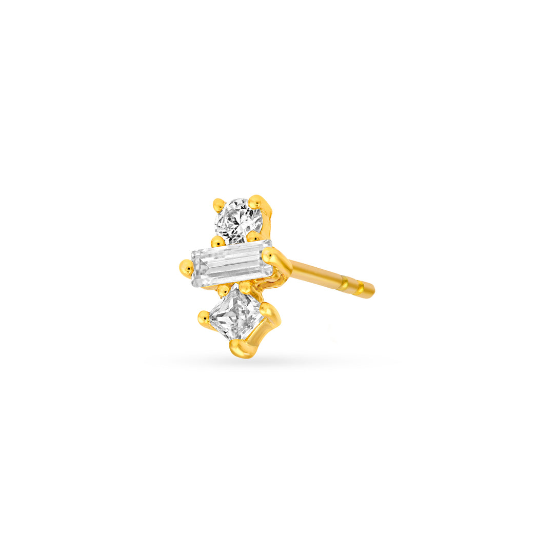 5/8tcw Square Baguette Princess & Round Diamond Studs