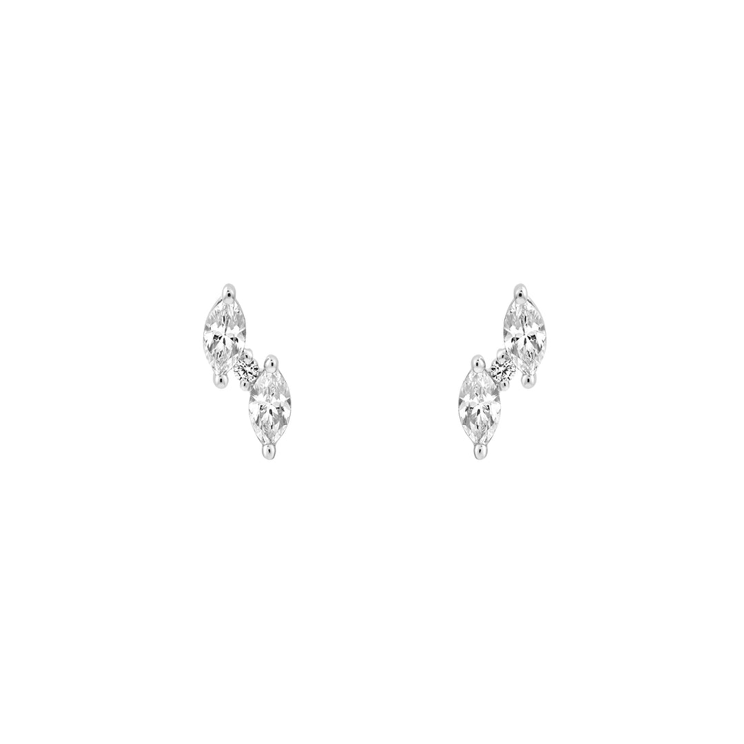 5/8tcw Marquise & Round Staggered Diamond Earrings