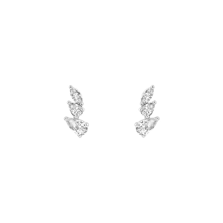 7/8tcw Pear Marquise and Round Diamond Stud Earrings