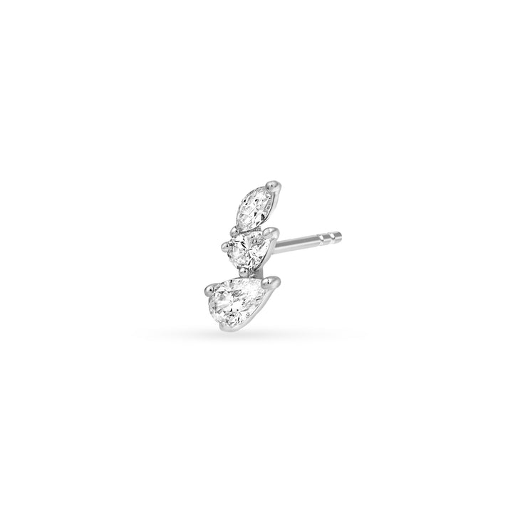 7/8tcw Pear Marquise and Round Diamond Stud Earrings