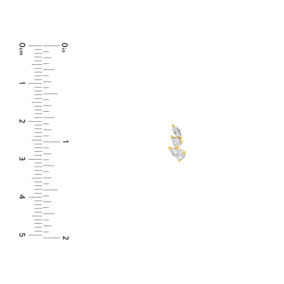 7/8tcw Pear Marquise and Round Diamond Stud Earrings