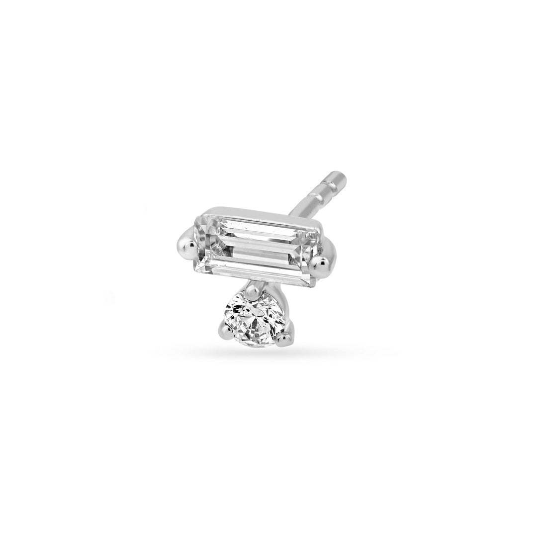 5/8tcw Square Baguette & Round Diamond Earrings
