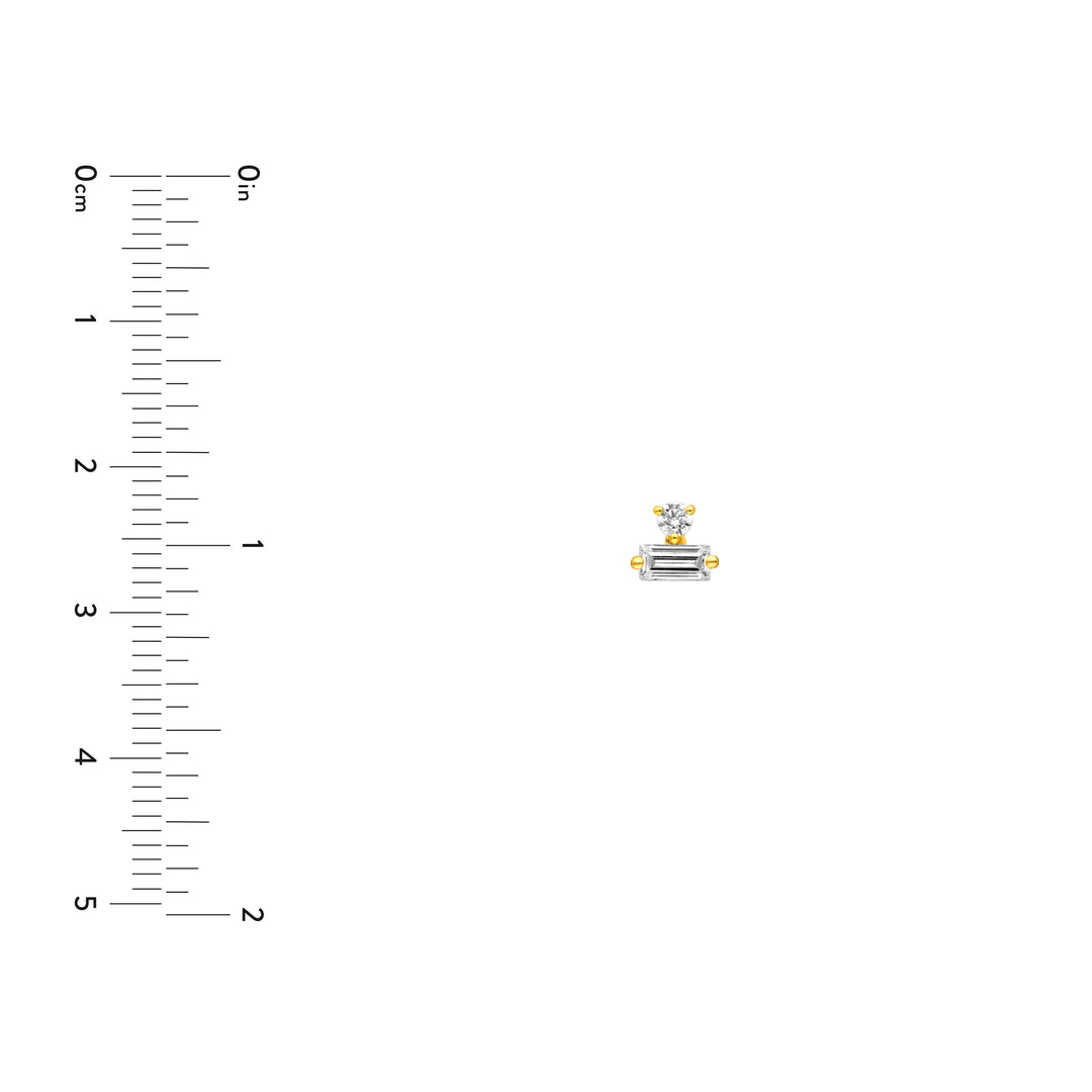 5/8tcw Square Baguette & Round Diamond Earrings