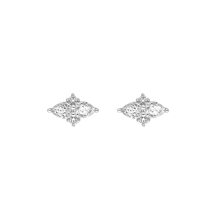 7/8tcw Pear & Round Diamond Earrings