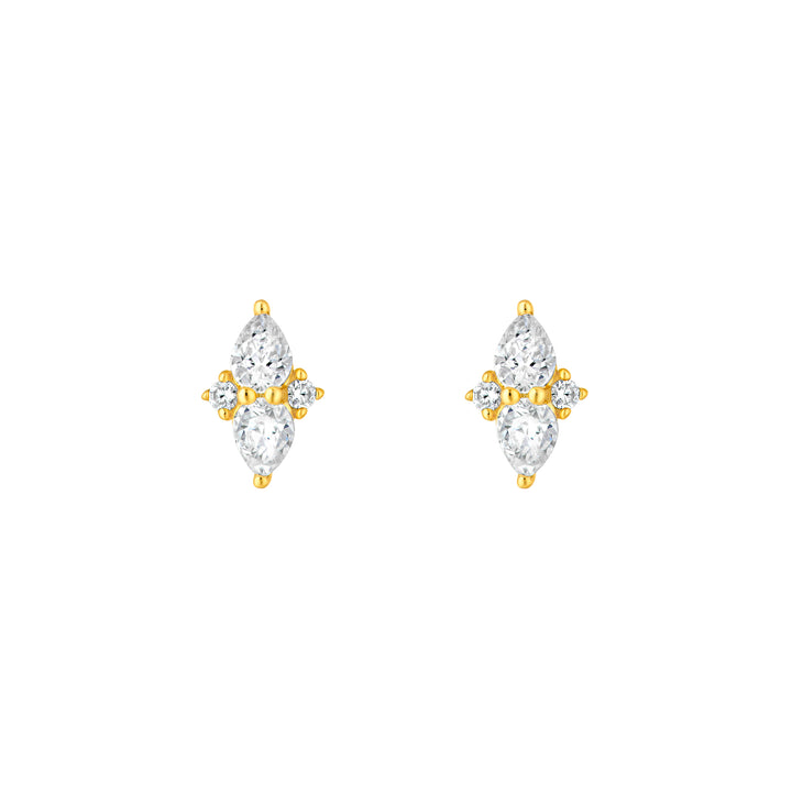7/8tcw Pear & Round Diamond Earrings