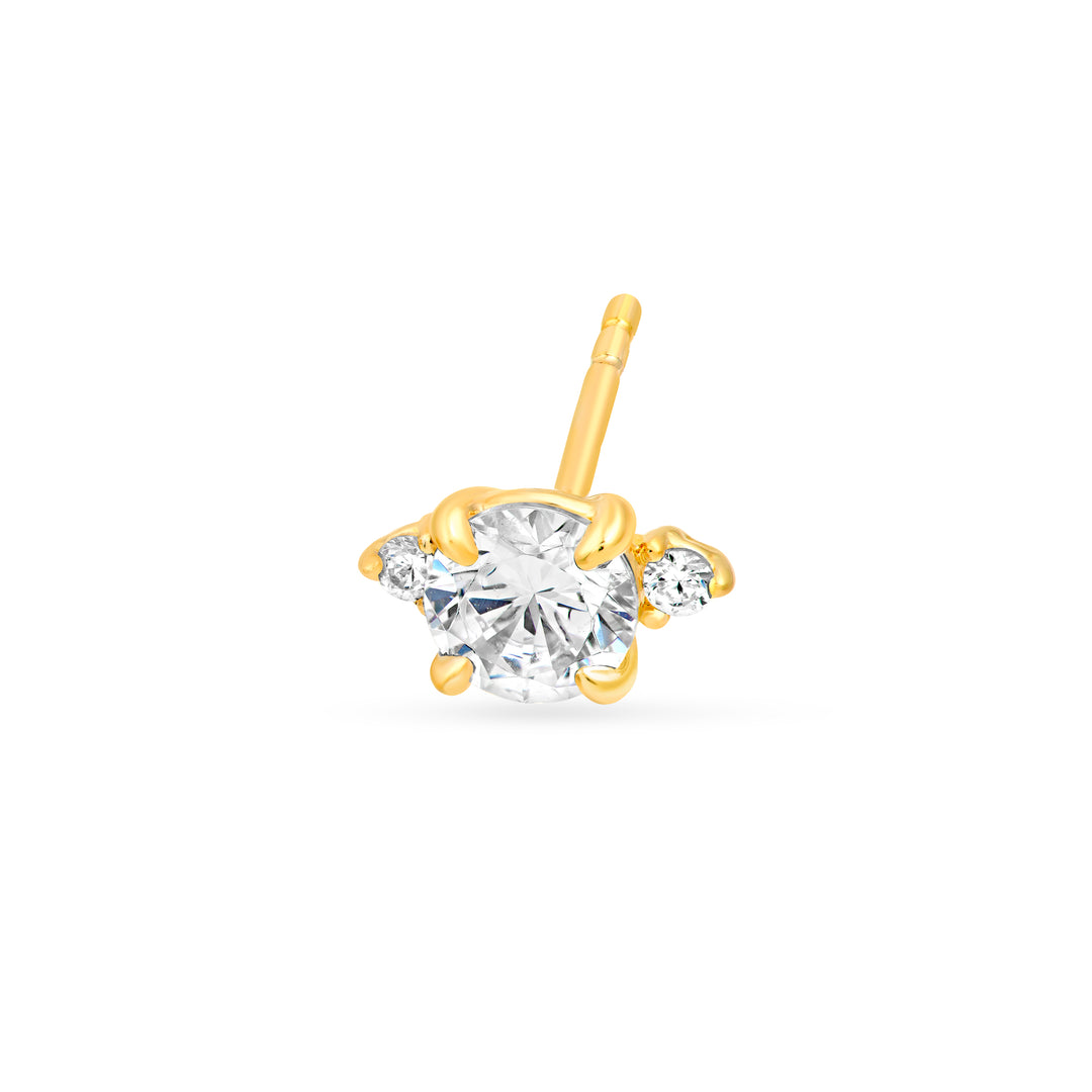 7/8tcw Three Stone Round Diamond Earrings