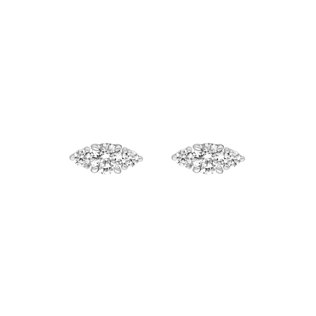 3/8tcw Three Stone Round Diamond Earrings
