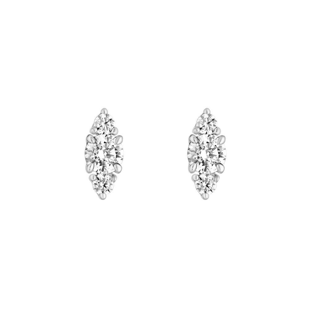 3/8tcw Three Stone Round Diamond Earrings