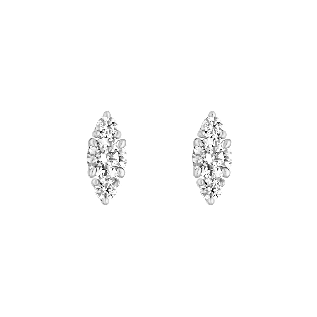 3/8tcw Three Stone Round Diamond Earrings