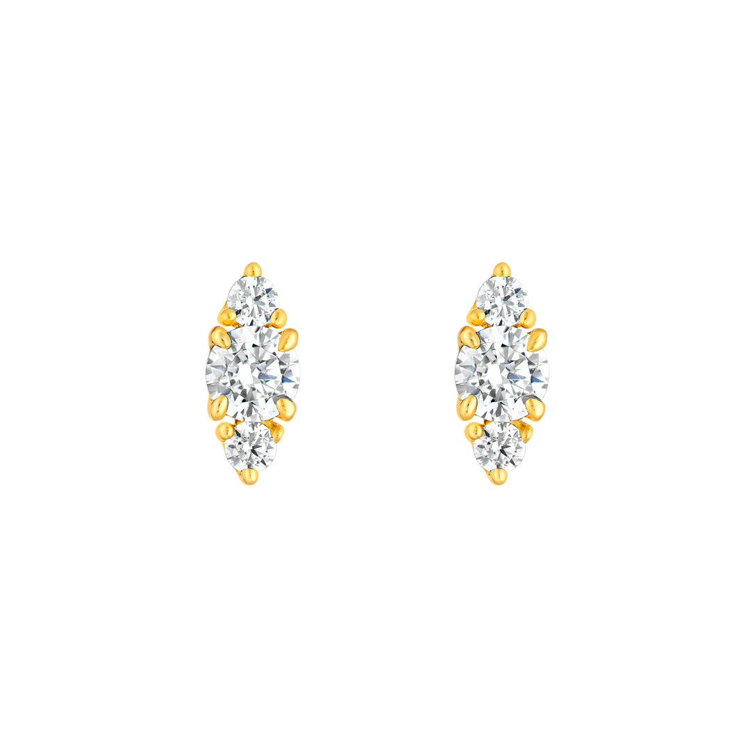 3/8tcw Three Stone Round Diamond Earrings
