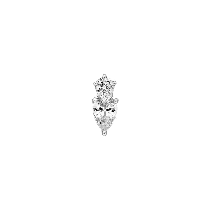 1-1/5tcw Round & Pear Diamond Stud Earrings