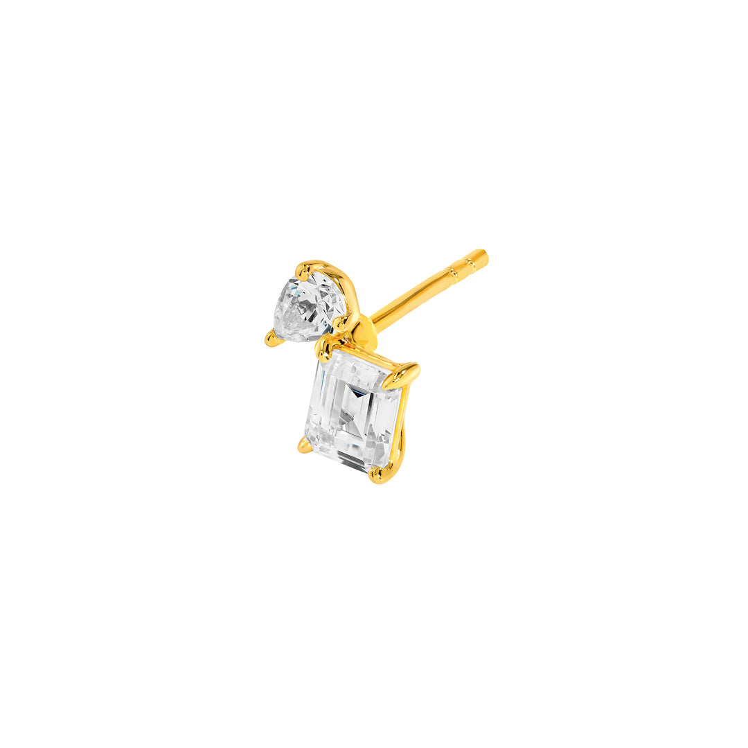 1tcw Emerald & Pear Diamond Stud Earrings