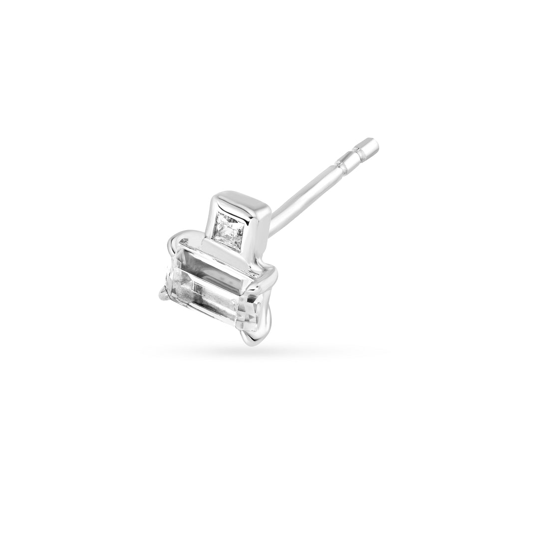 3/4tcw Princess & Emerald Duet Diamond Stud Earrings