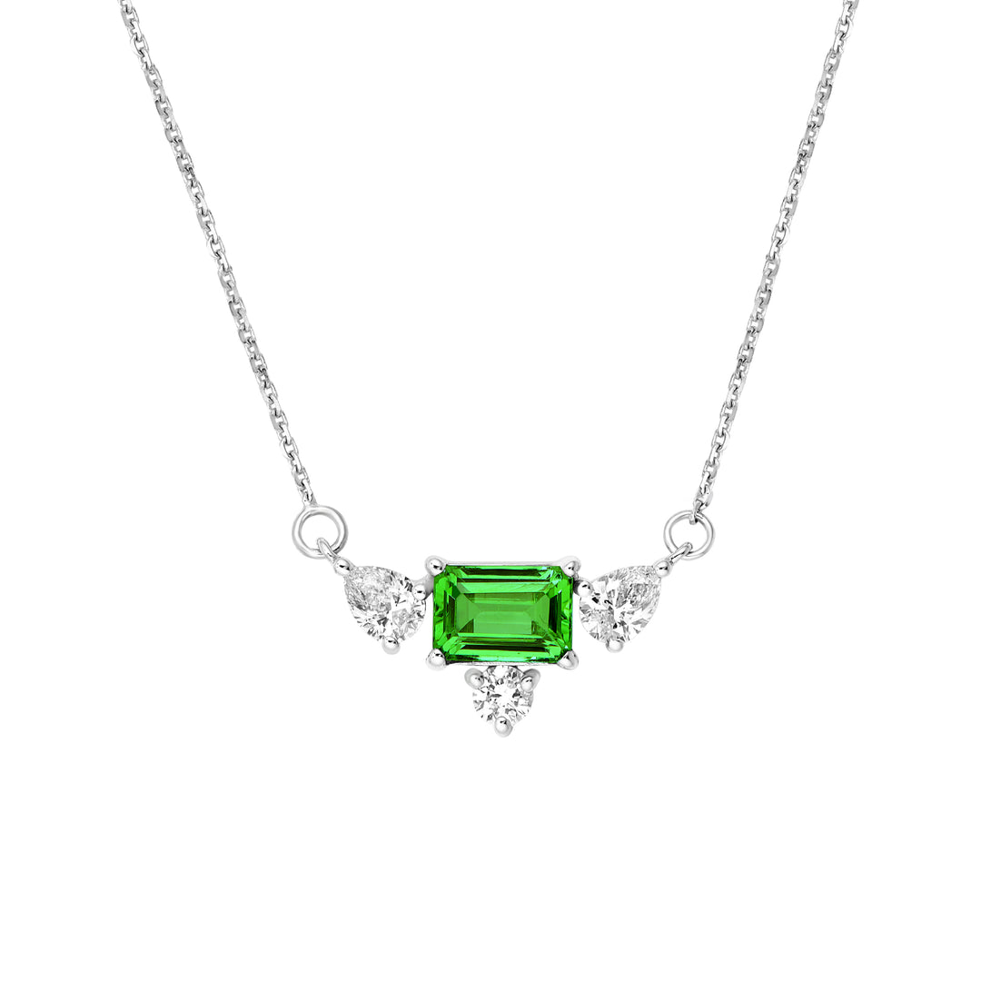 3/4ct 6X4 EM Tsav & 1/2tcw Dia Mix Shape Necklace