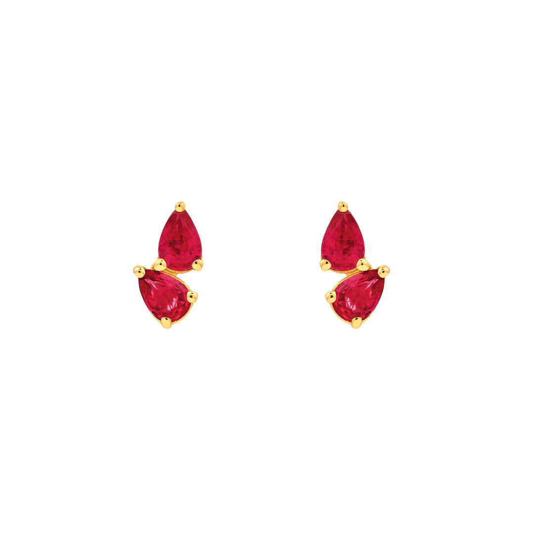 3/4tcw Pear Shape Ruby Stud Earrings