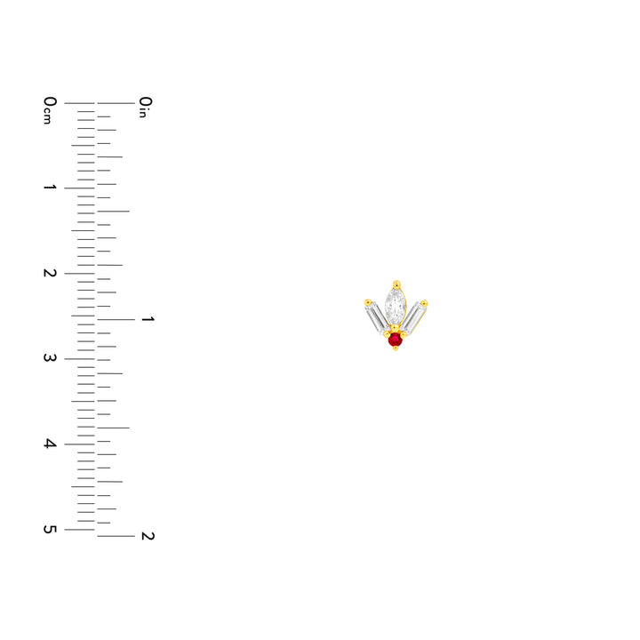 7/8tcw Multi-Cut Diamond & 1/20tcw Ruby Stud Earrings