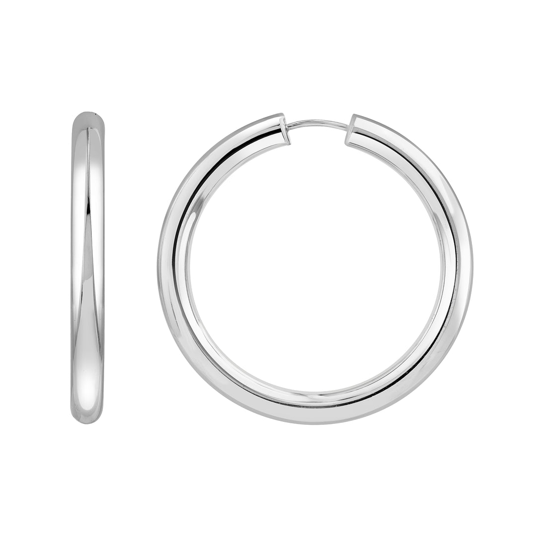 30x4mm Tube Round Hoop Earrings