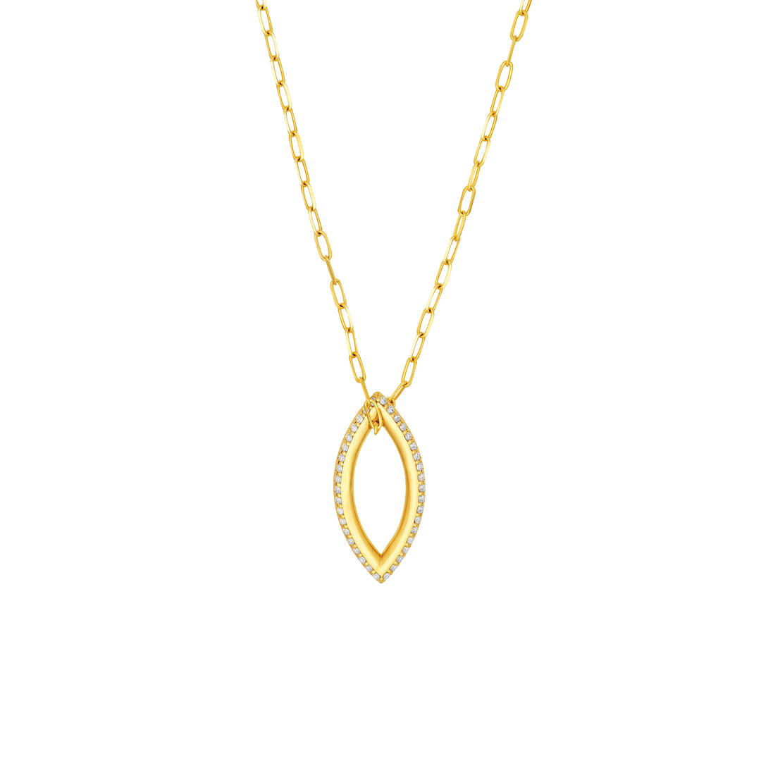 3/8tcw Diamond Marquise Pendant Paper Clip Necklace