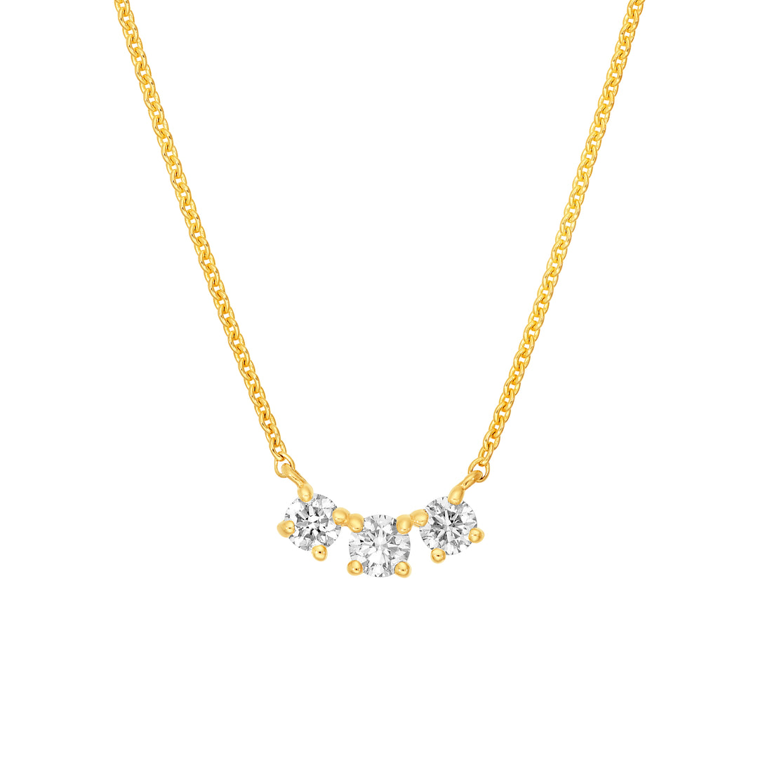 3/8tcw Diamond 3 Stone Pendant Necklace