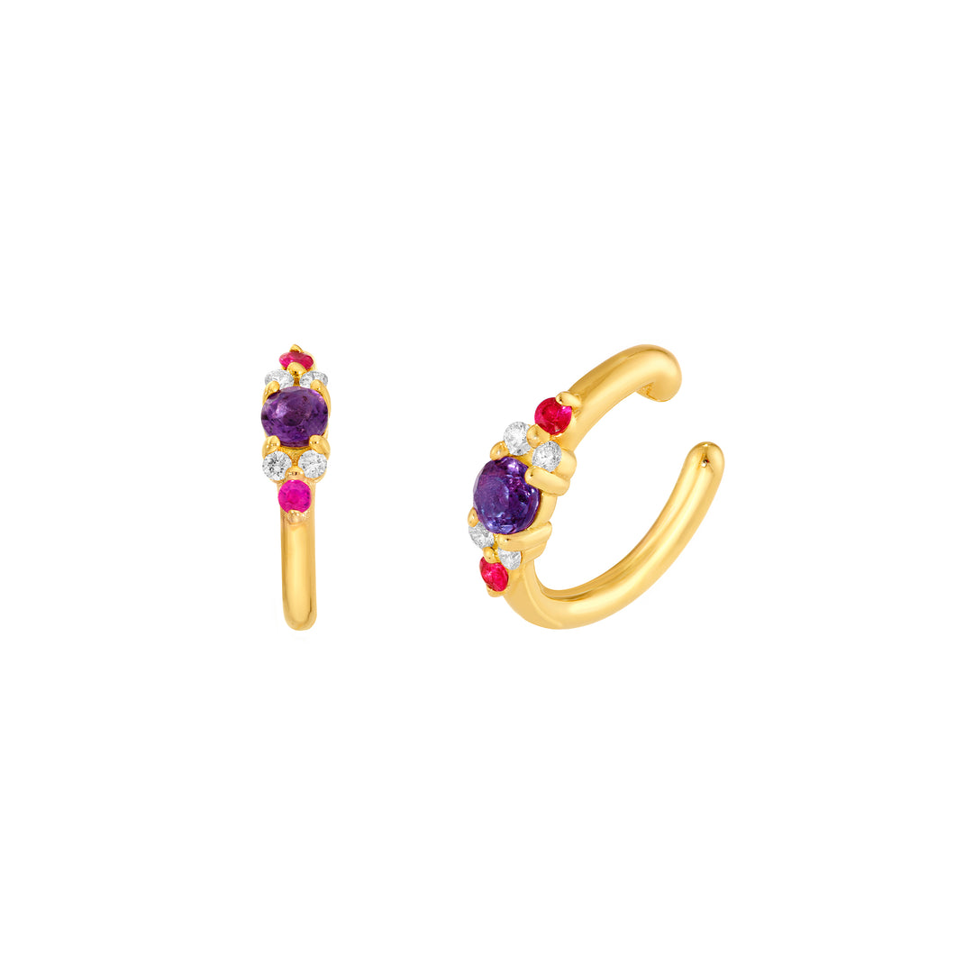 Mixed Gemstone Cluster Ear Cuff
