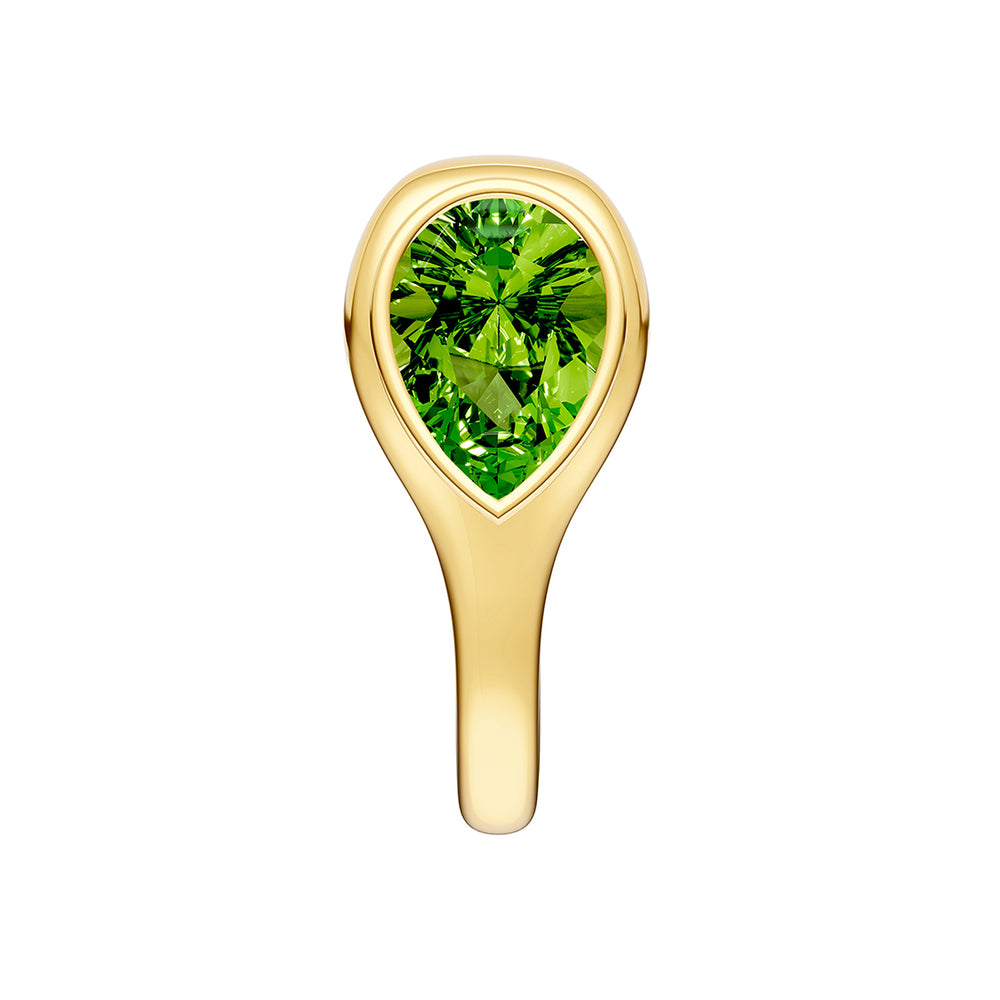 Pear Peridot Bezel Stud Earrings