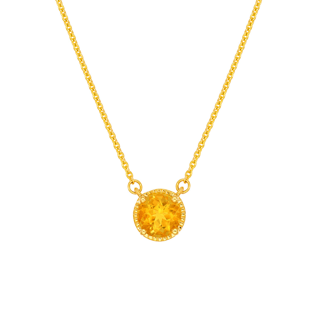6.50mm Round Citrine Pendant Necklace