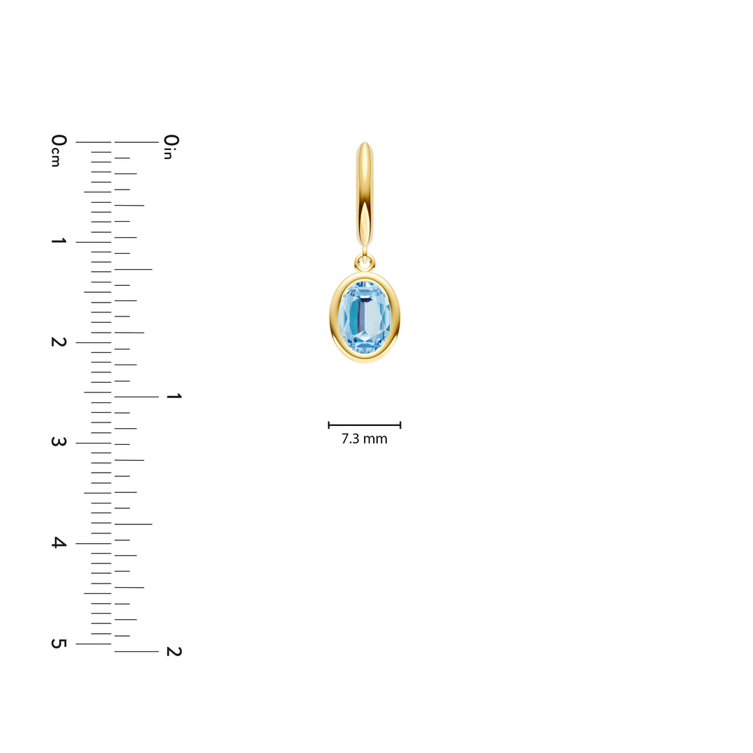 Oval Sky Blue Bezel Drop Earrings