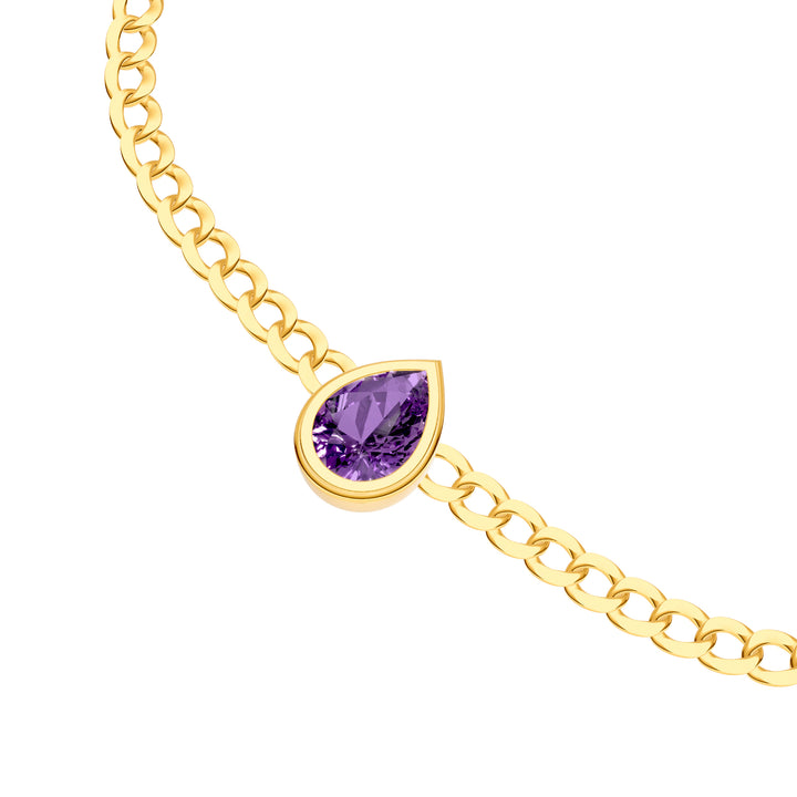 Pear Purple Amethyst Curb Bracelet