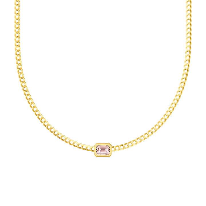 Emerald Pink Morganite Curb Necklace