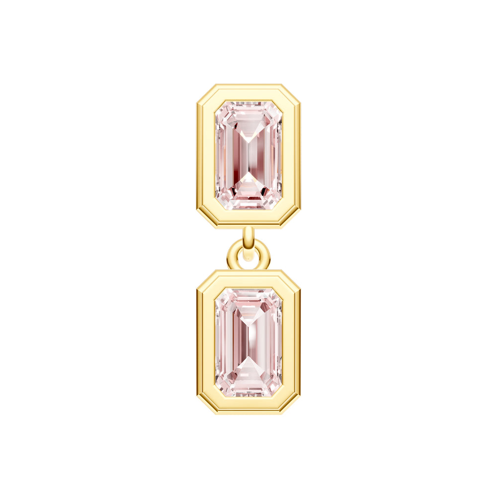 Double Emerald Pink Morganite Dangle Earrings
