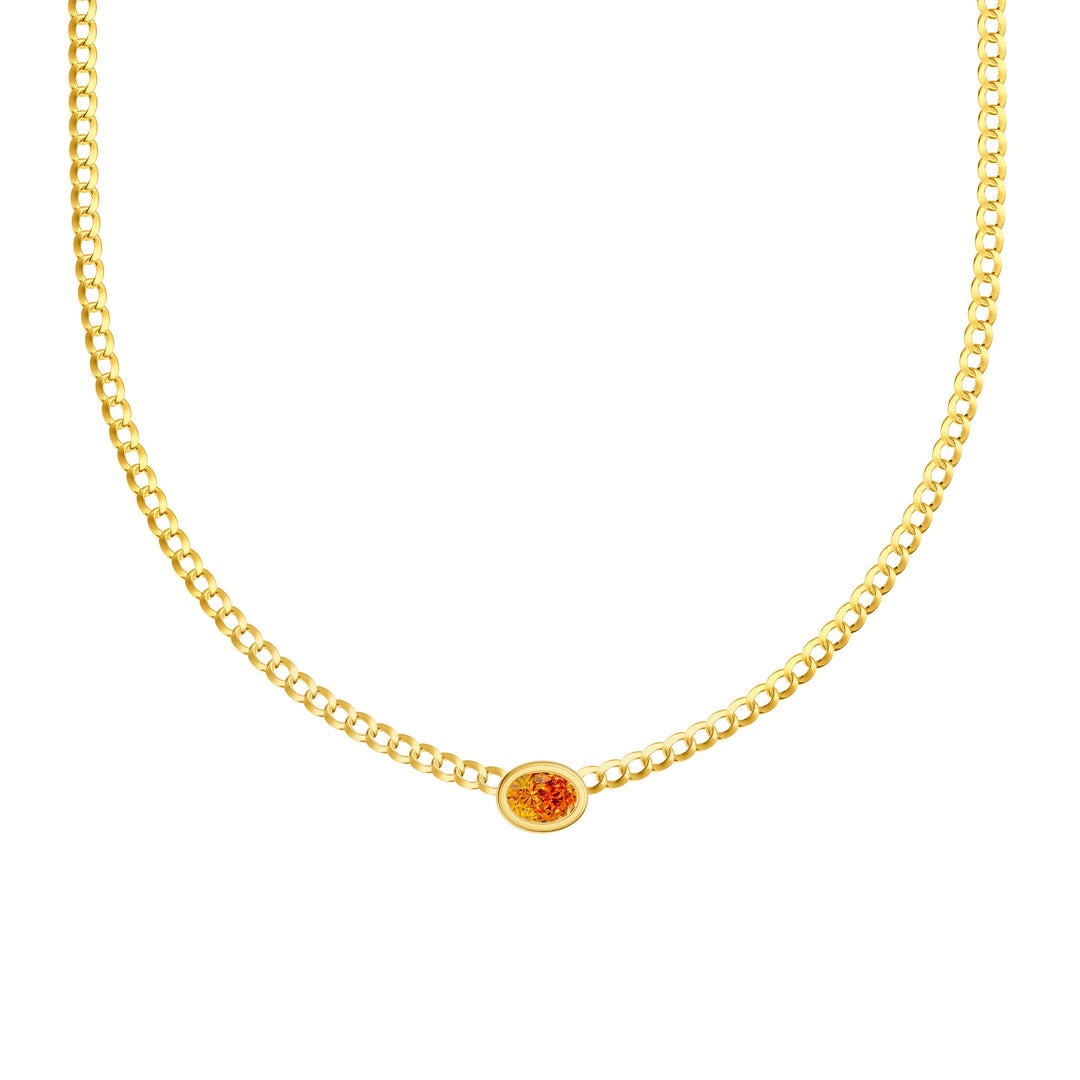 Oval Citrine Curb Necklace
