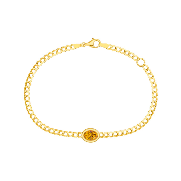 Oval Citrine Curb Bracelet
