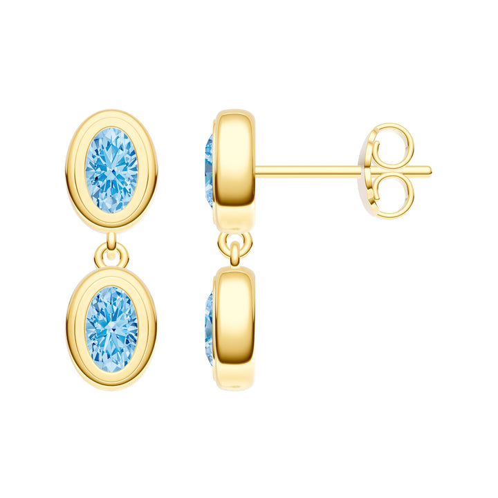 Double Oval Sky Blue Dangle Earrings