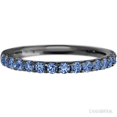 Zirconium band with 15 Round Denim Sapphire having TCW-.45