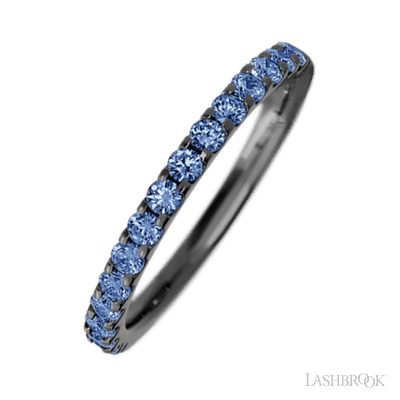 Zirconium band with 15 Round Denim Sapphire having TCW-.45
